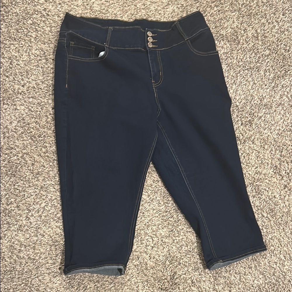 Dark Blue Denim Capri Pants
